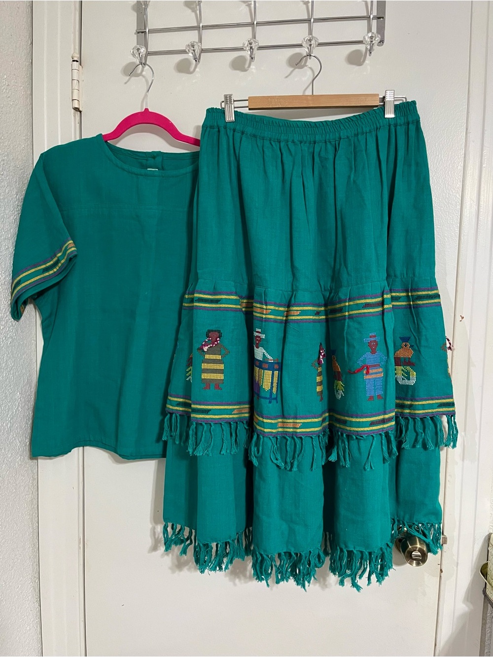 VTG Hand Woven Guatemalan Mayan Textile Skirt set Folk Weaver Motif Boho Artisan